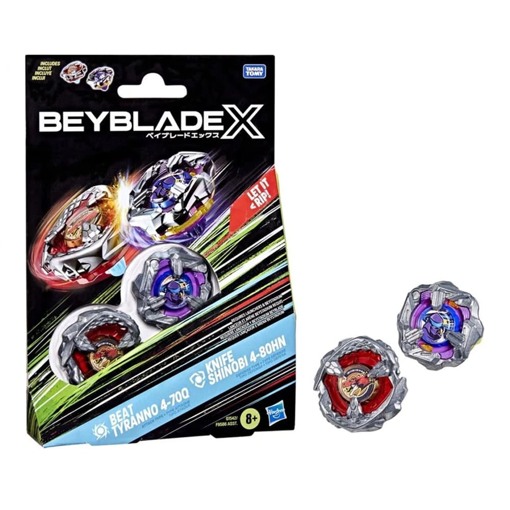 Beyblade X Beat Tyranno 4-70Q & Knife Shinobi 4-80HN Dual Pack