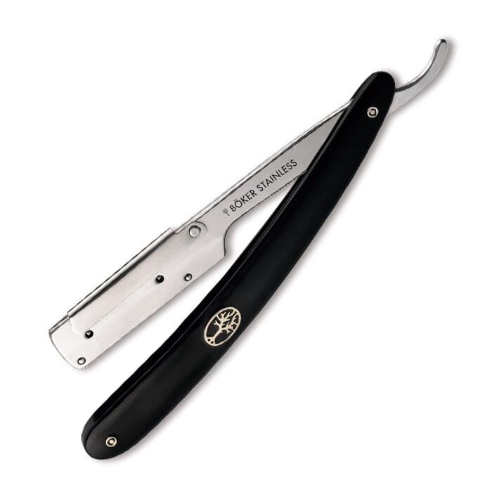 Boker barberette changeable blade straight razor black handle
