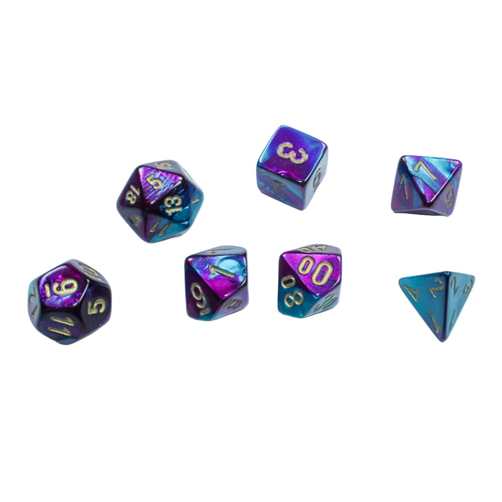 Set di mini dadi per RPG Chessex Purple Teal gold 7 pezzi