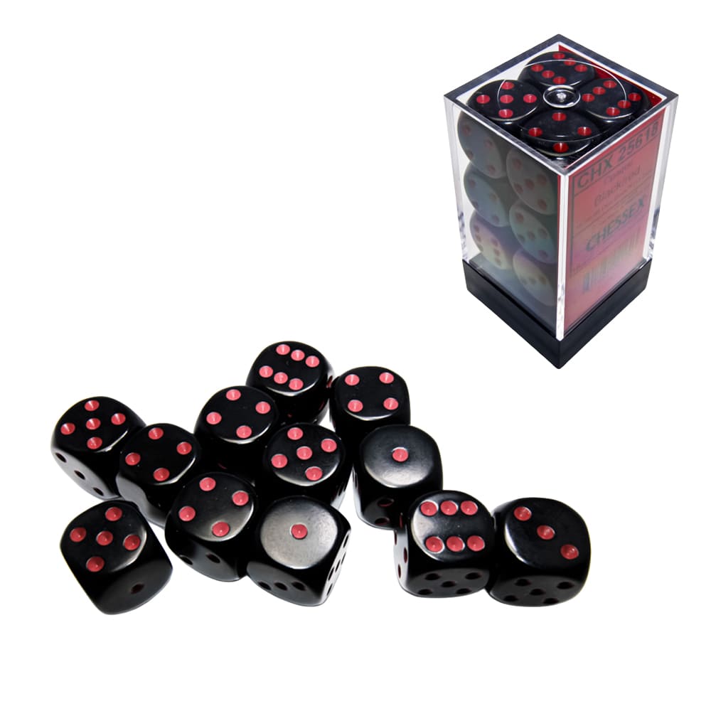 Set di dadi classici 6 facce Chessex Opachi Black red 16mm 12 pezzi