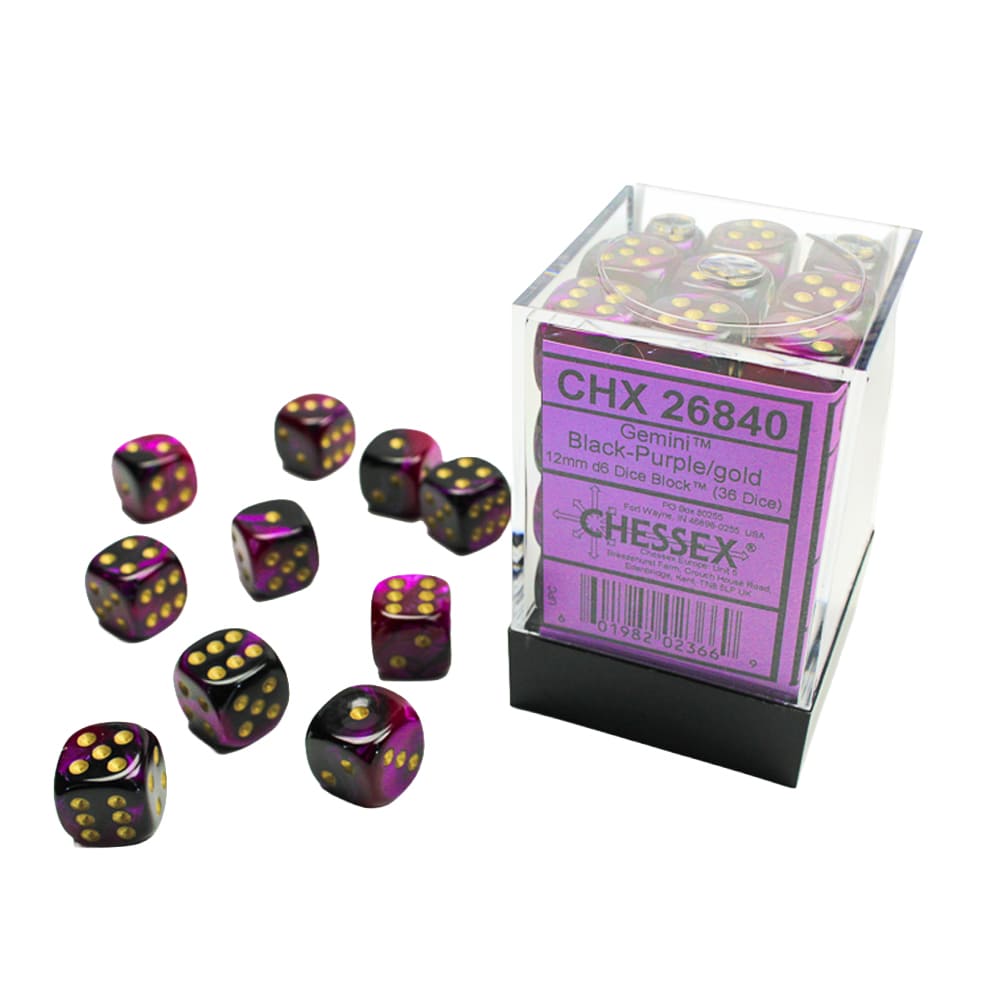 Set di dadi per RPG Chessex Gemini Black-Purple gold 36 pezzi