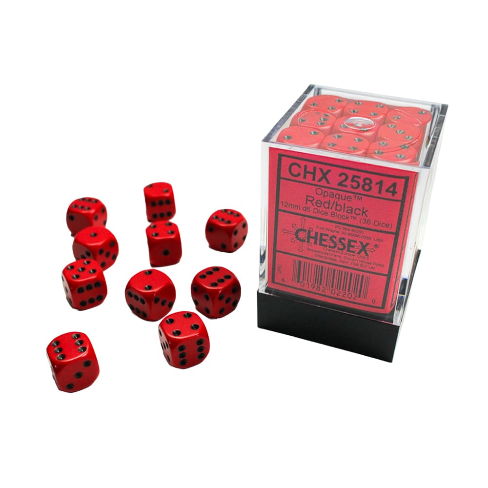 Dadi 6 Facce Chessex Opachi Red Black 12mm