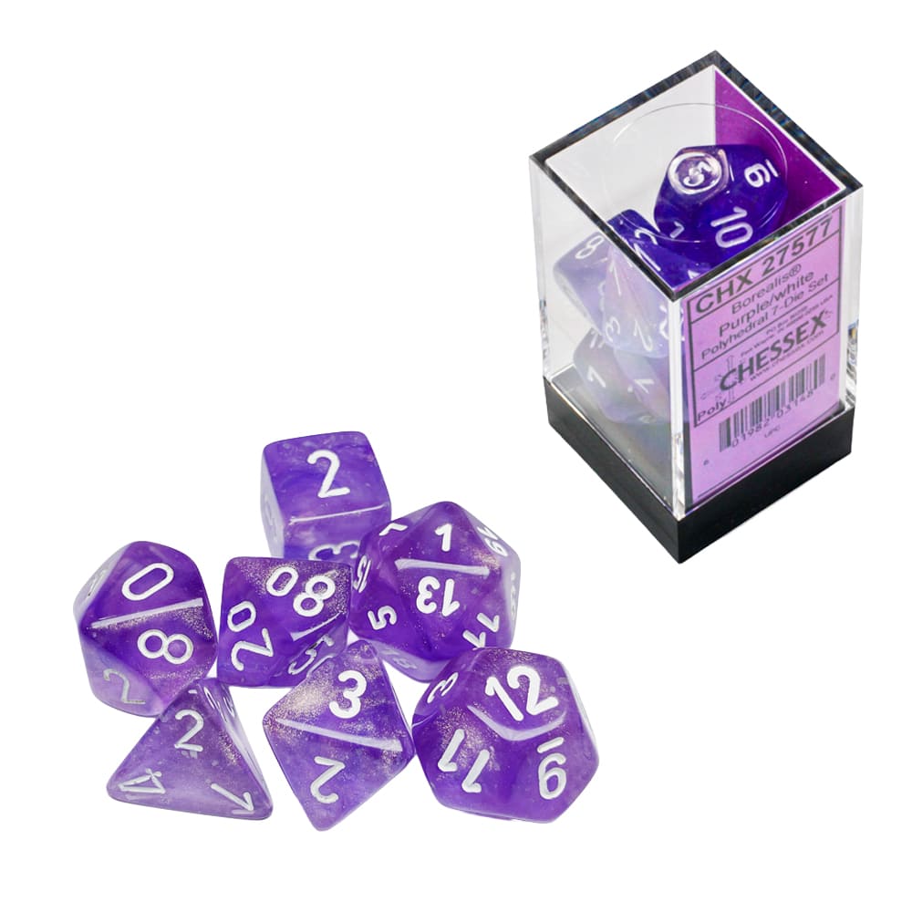 Dadi Luminosi Chessex Borealis Purple White
