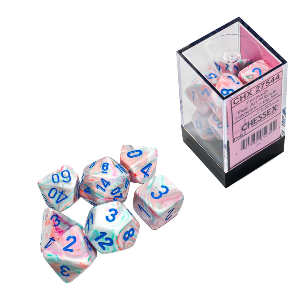 Dadi Poliedrici Chessex Festive Pop Art Blue