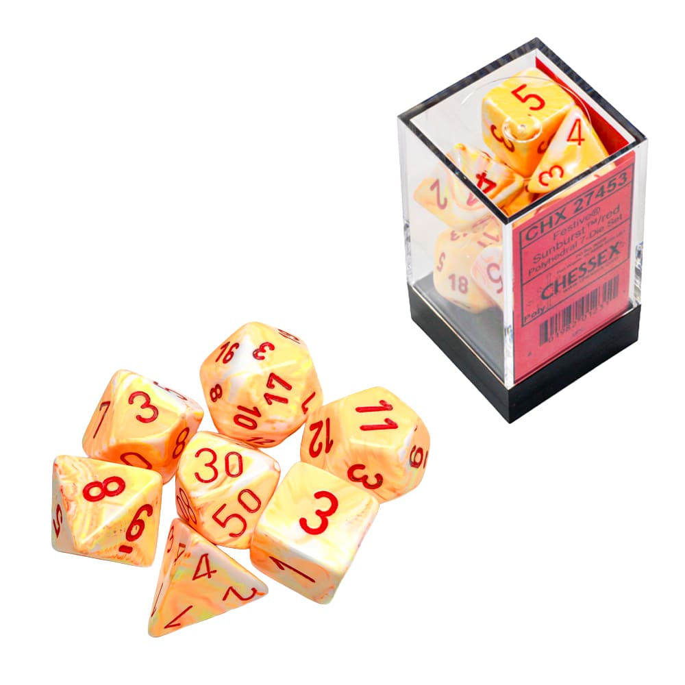 Dadi Poliedrici Chessex Festive Sunburst Red