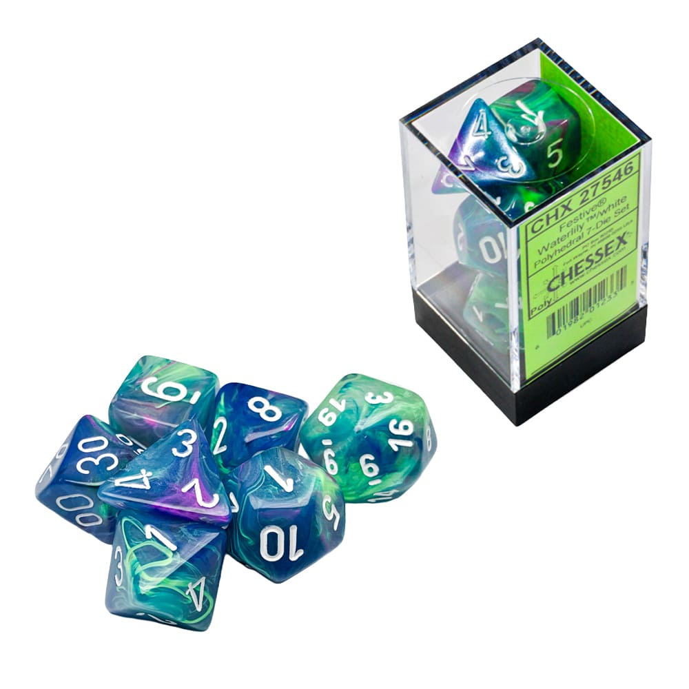 Set di dadi per RPG Chessex Festive Waterlily white 7 pezzi