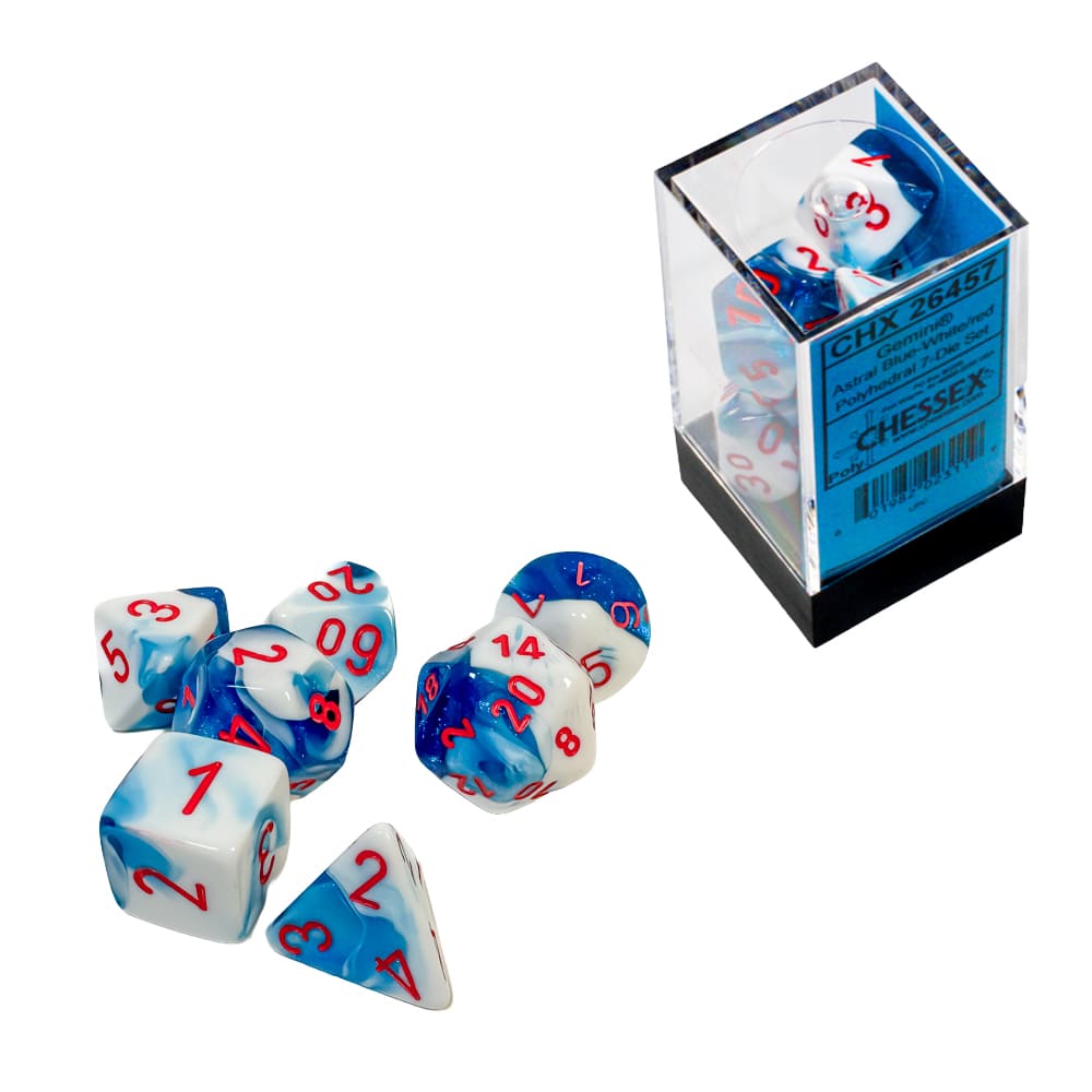 Dadi Poliedrici Chessex Gemini Astral Blue-White Red