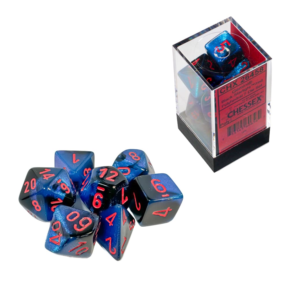 Dadi Poliedrici Chessex Gemini Black-Starlight Red