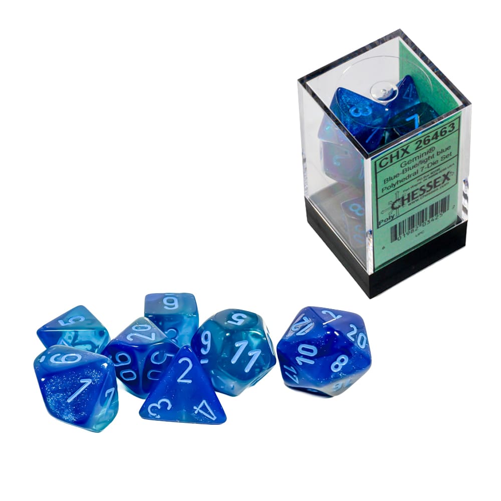Dadi Luminosi Chessex Gemini Blue Light Blue Luminary