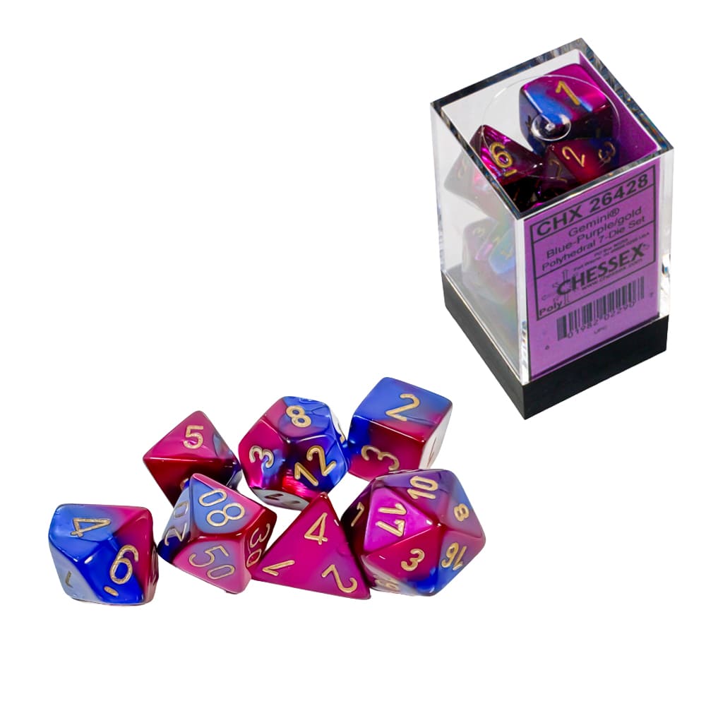Dadi Poliedrici Chessex Gemini Blue-Purple Gold