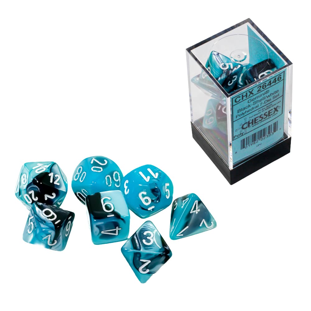 Set di dadi per RPG Chessex Gemini Black-Shell white 7 pezzi