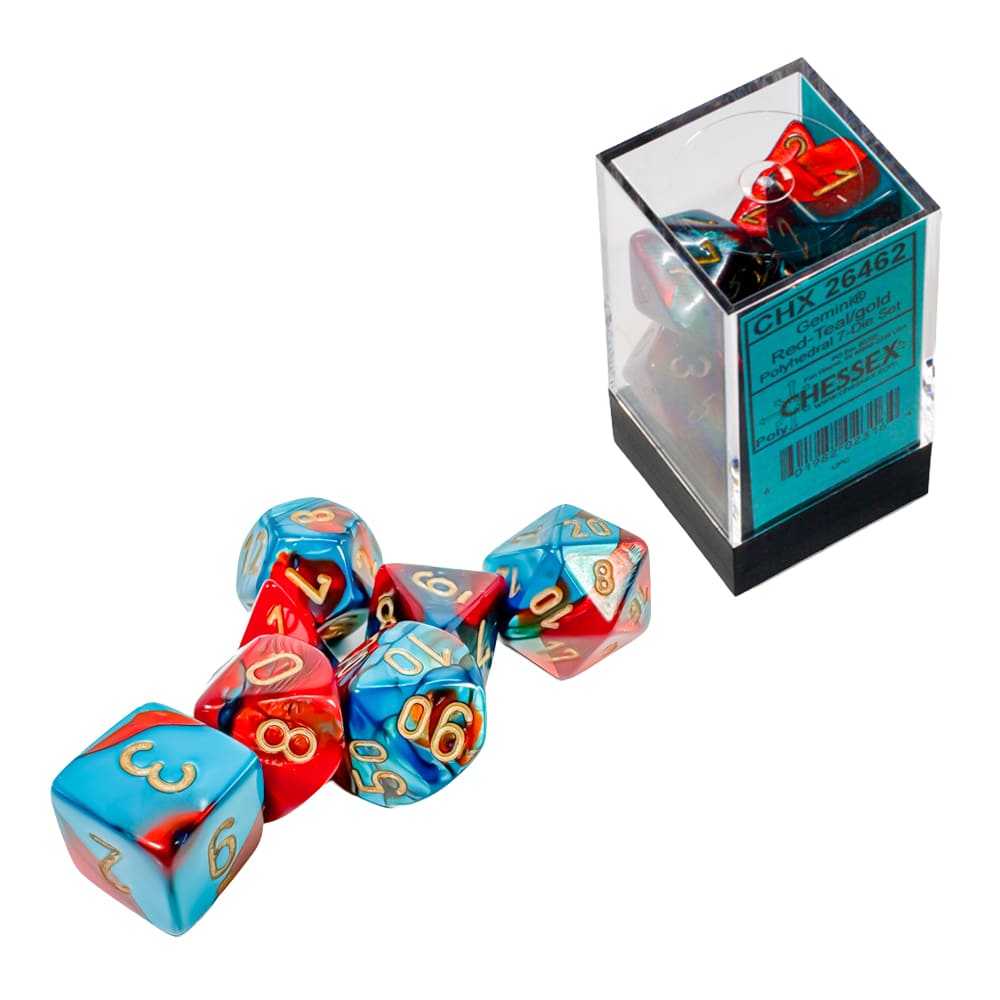 Set di dadi per RPG Chessex Gemini Red-Teal gold 7 pezzi