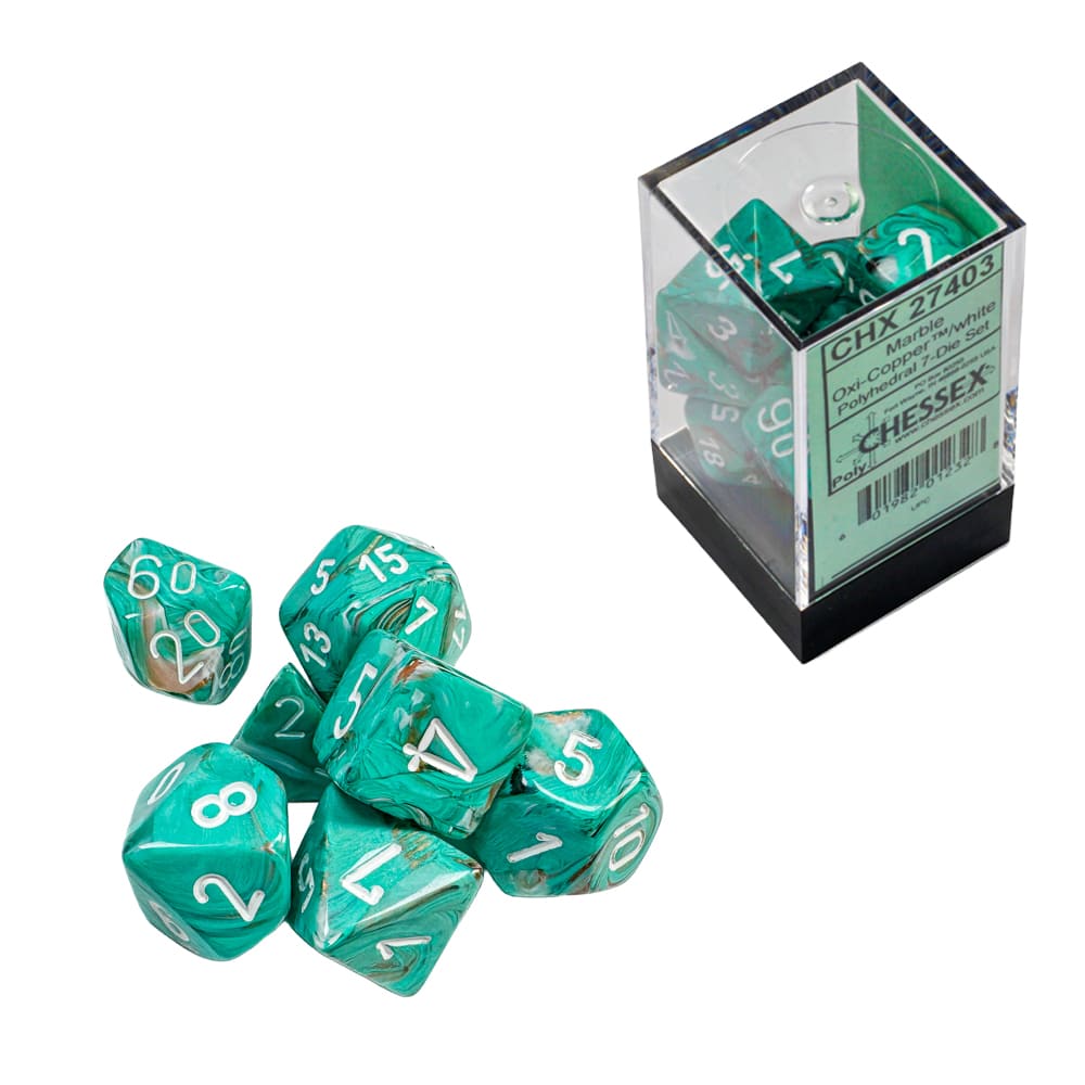 Dadi Poliedrici Chessex Marble Oxi-Copper White