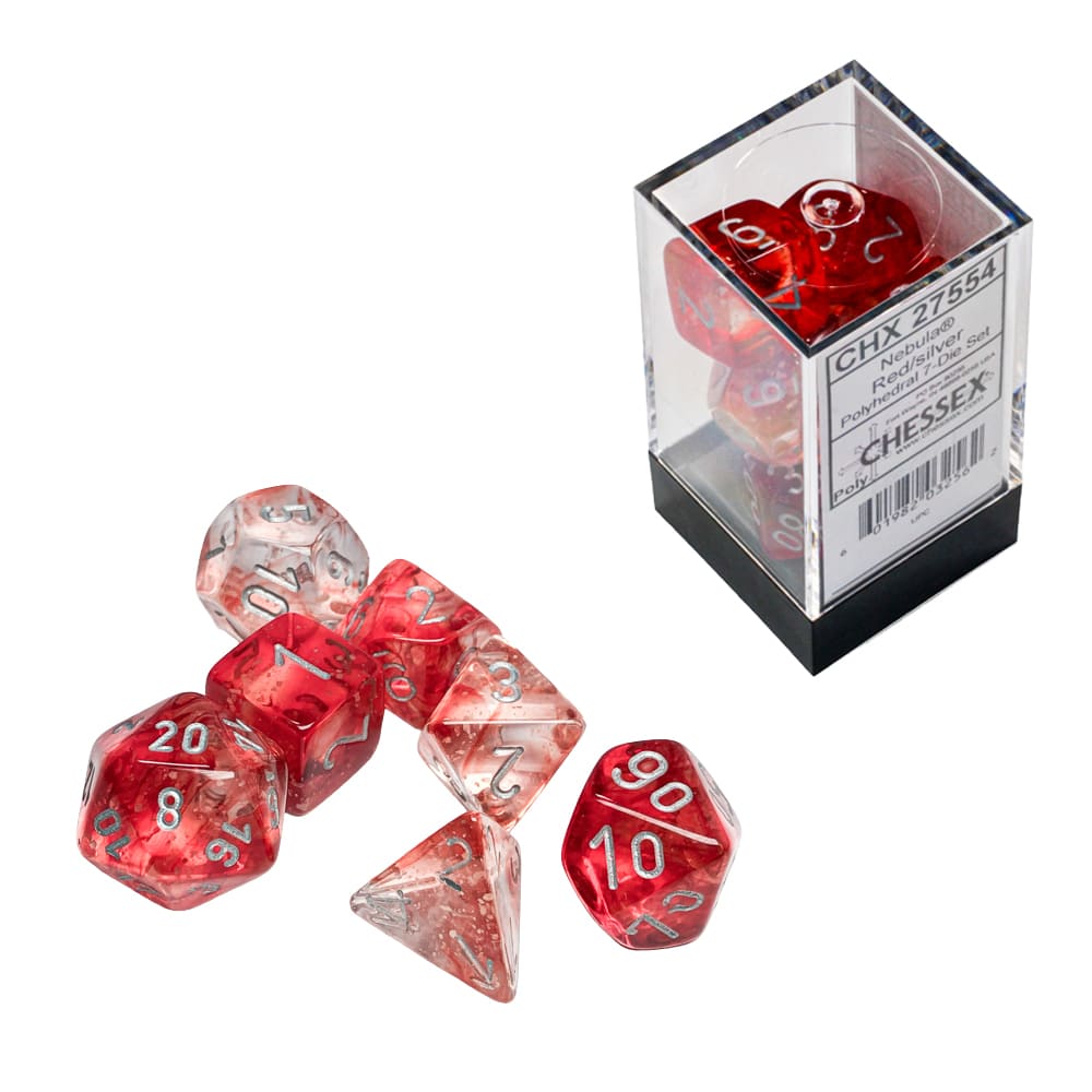 Dadi Luminosi Chessex Nebula Red Silver