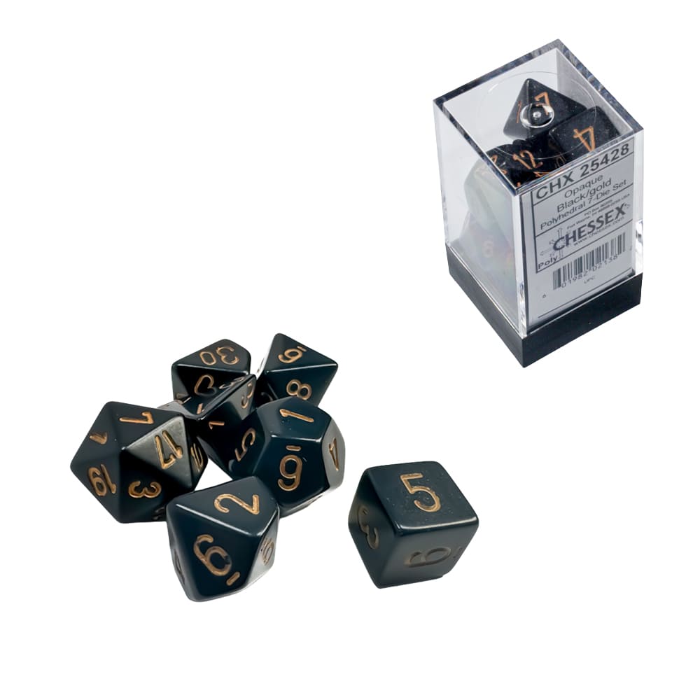 Dadi Poliedrici Chessex Opachi Black Gold
