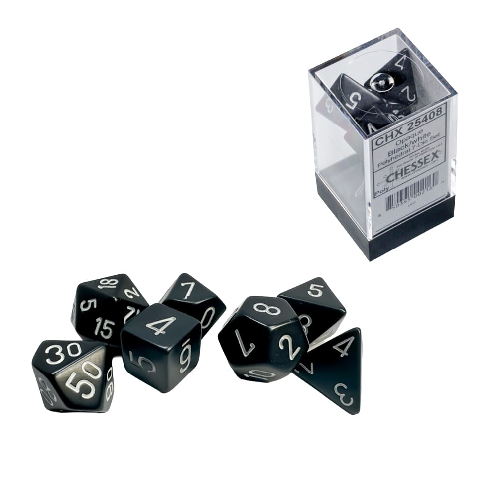 Dadi Poliedrici Chessex Opachi Black White