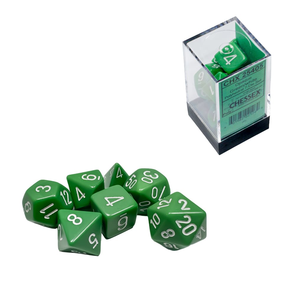 Dadi Poliedrici Chessex Opachi Green White