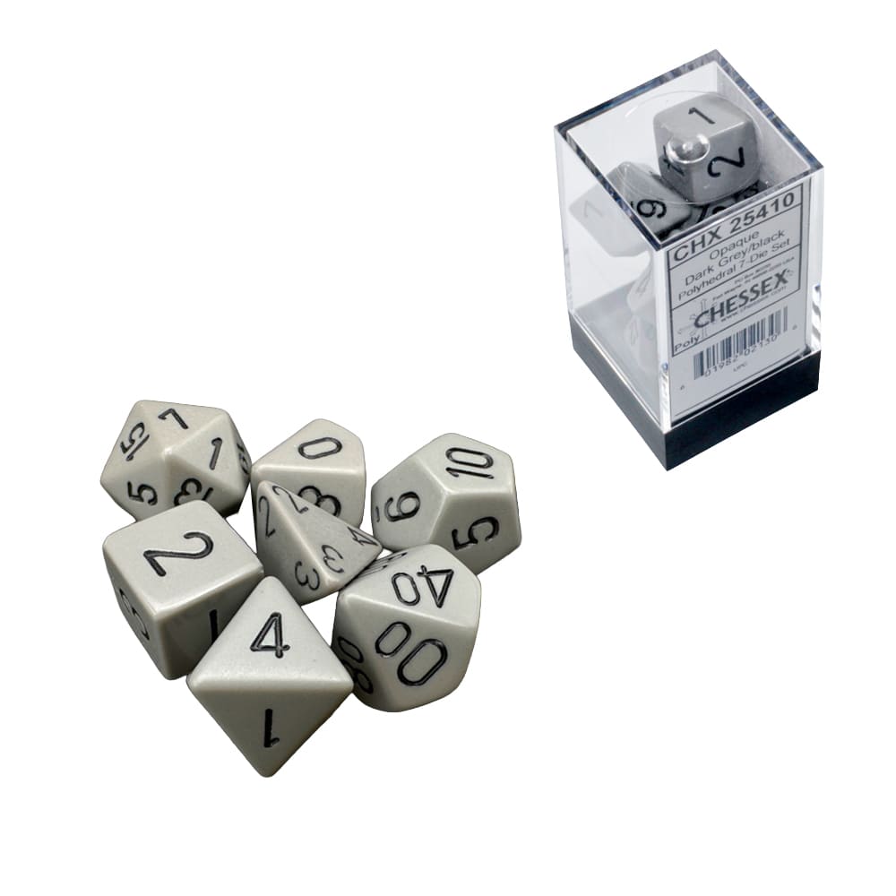 Dadi Poliedrici Chessex Opachi Dark Grey Black