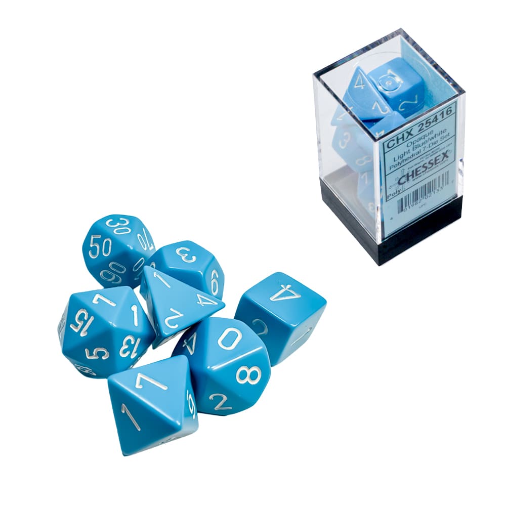 Dadi Poliedrici Chessex Opachi Light Blue White