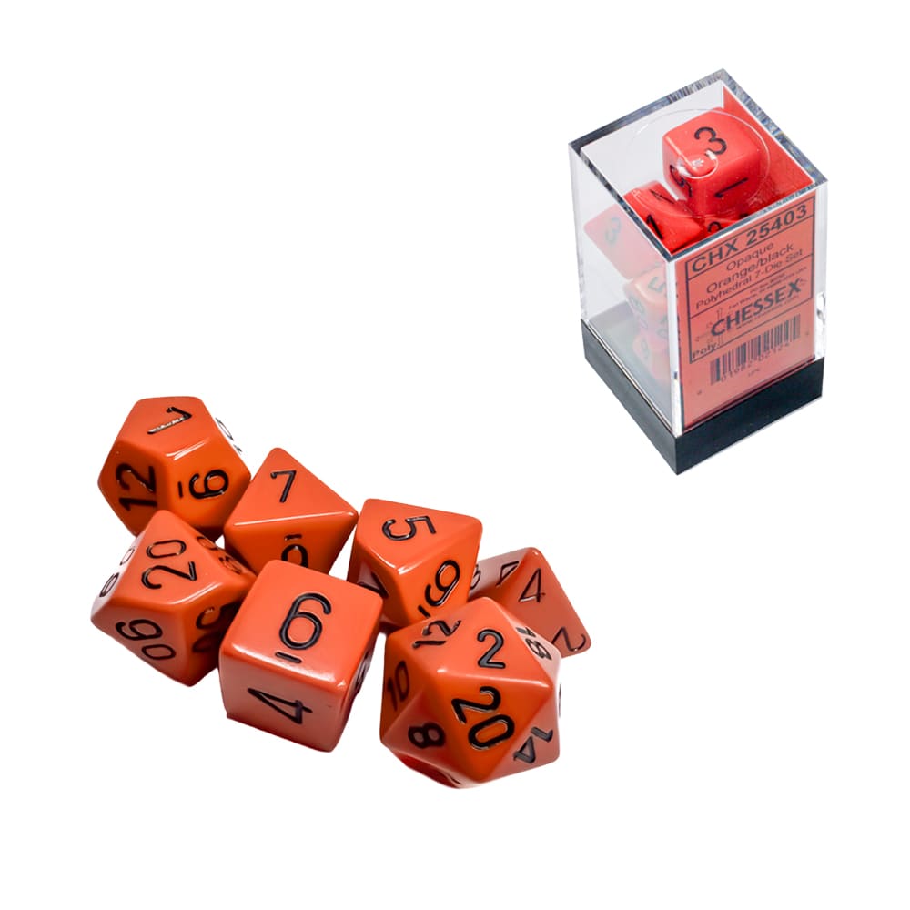 Dadi Poliedrici Chessex Opachi Orange Black