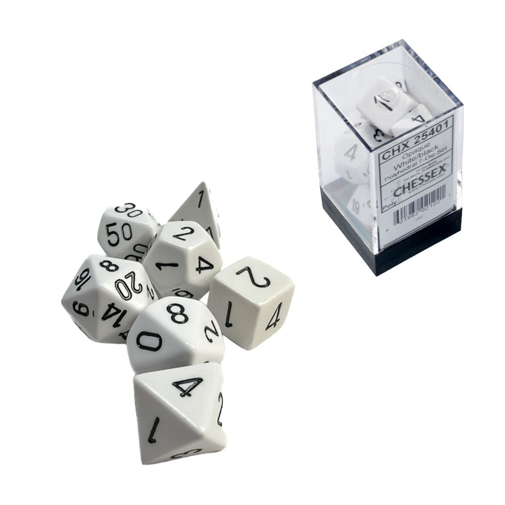 Dadi Poliedrici Chessex Opachi White Black