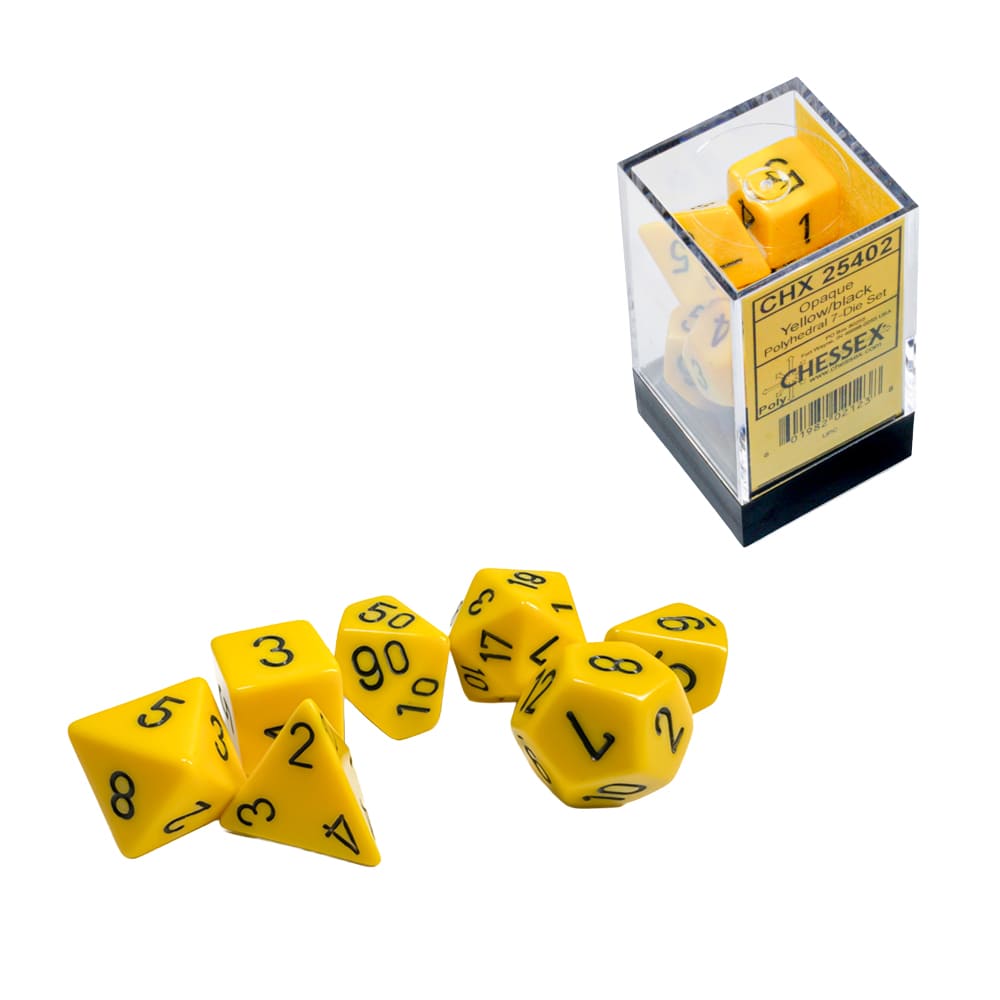 Dadi Poliedrici Chessex Opachi Yellow Black