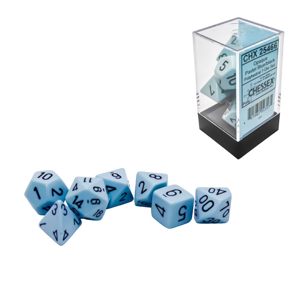 Dadi Poliedrici Chessex Opachi Pastel Blue Black