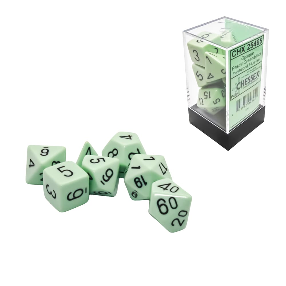 Dadi Poliedrici Chessex Opachi Pastel Green Black