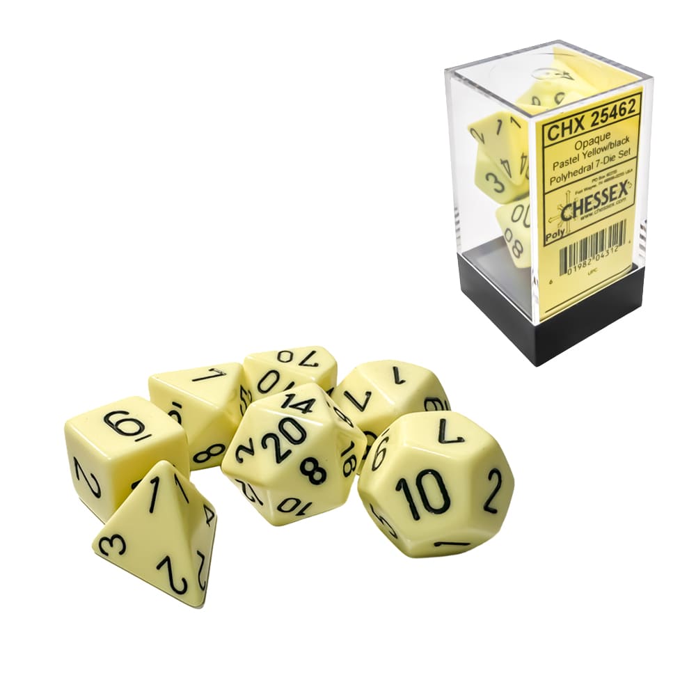 Dadi Poliedrici Chessex Opachi Pastel Yellow Black