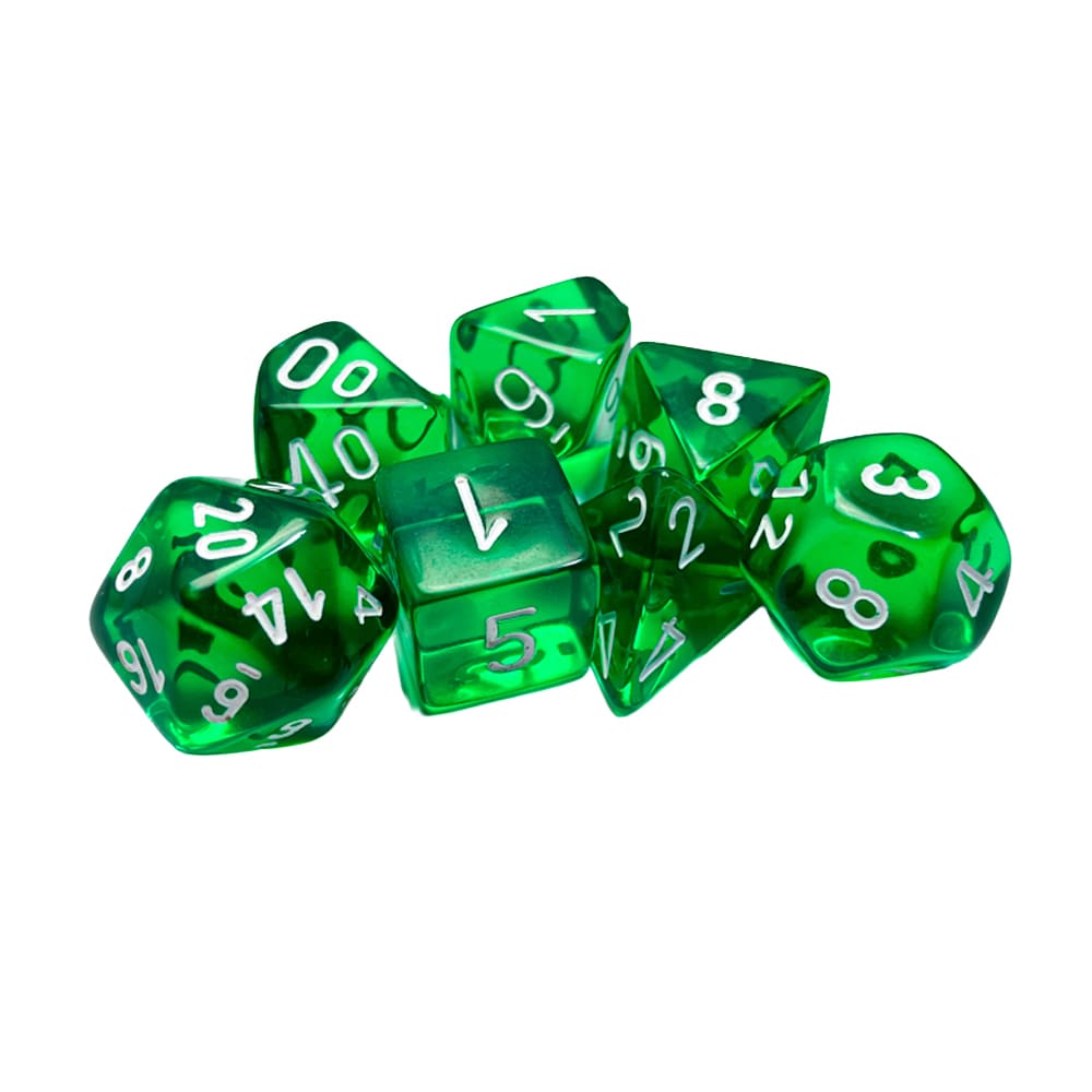 Dadi Poliedrici Chessex Trasparenti Green White