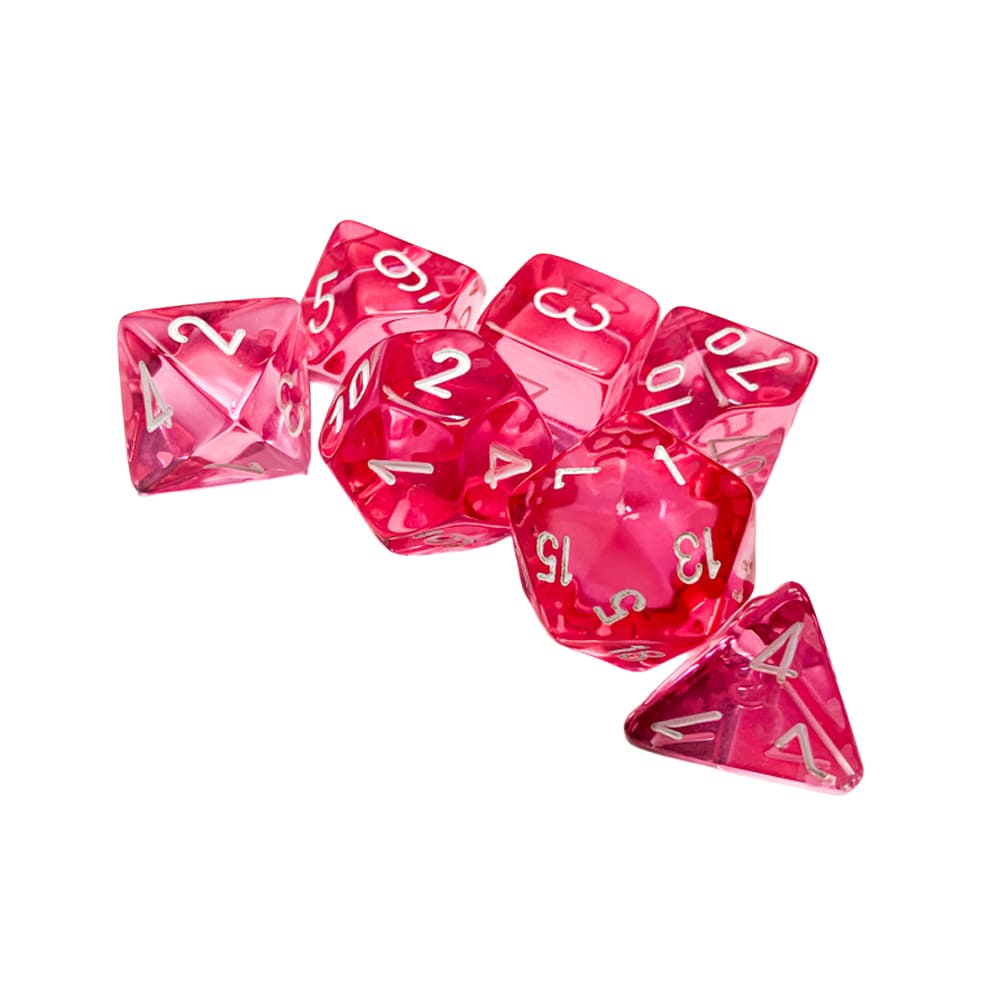 Dadi Poliedrici Chessex Trasparenti Pink White