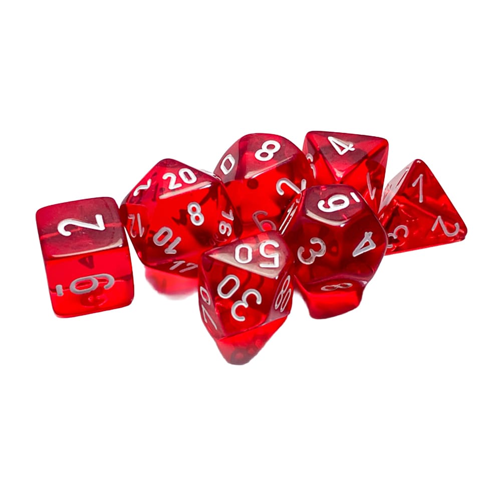 Dadi Poliedrici Chessex Trasparenti Red White