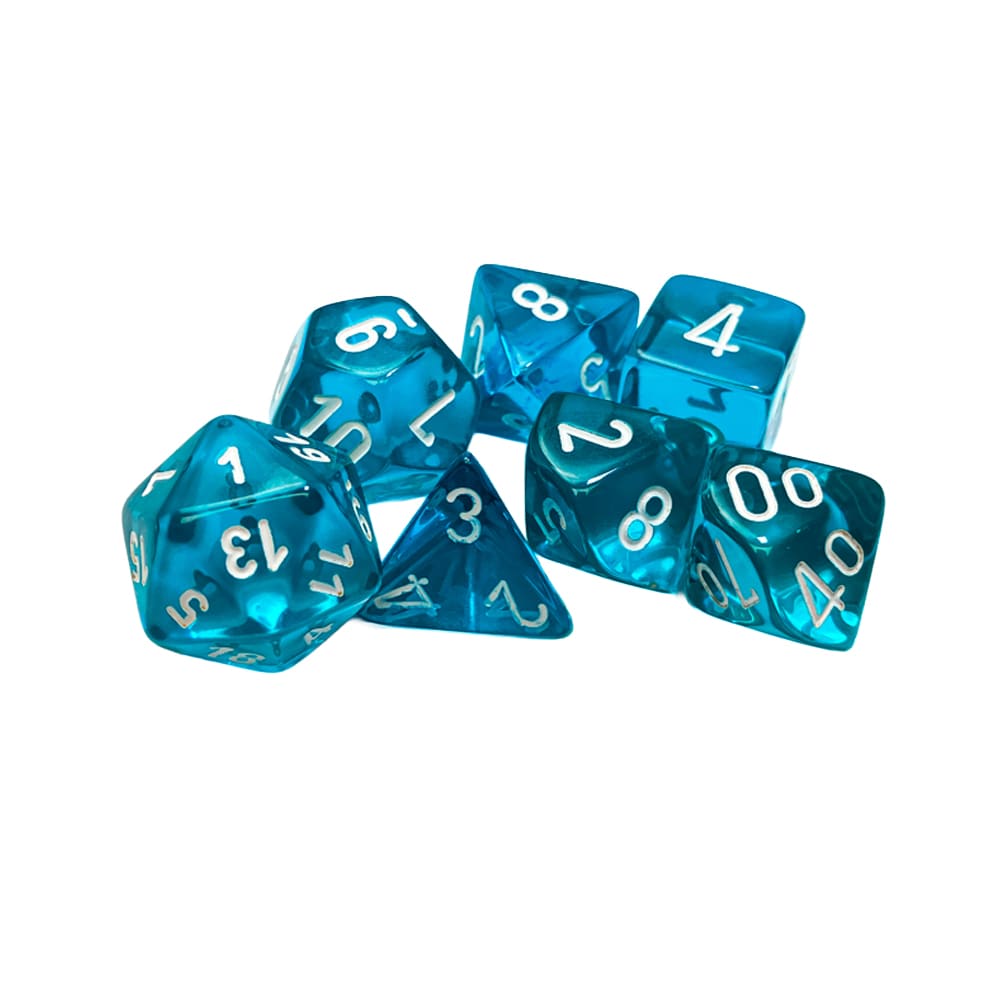 Dadi Poliedrici Chessex Trasparenti Teal White