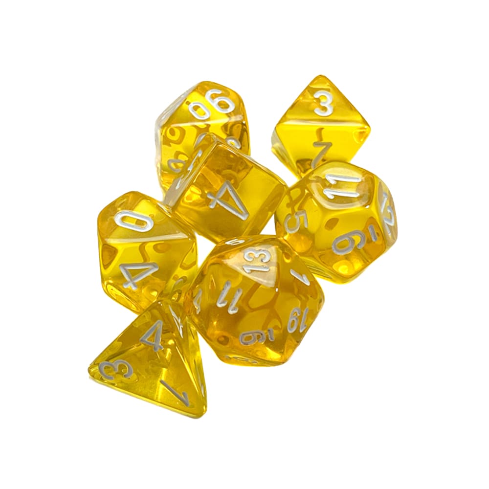 Dadi Poliedrici Chessex Trasparenti Yellow White