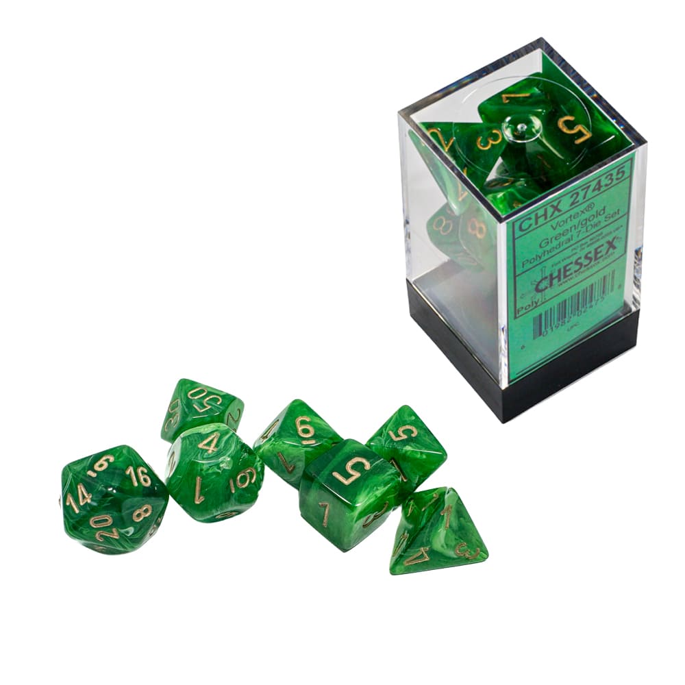 Dadi Poliedrici Chessex Vortex Bright Green Gold