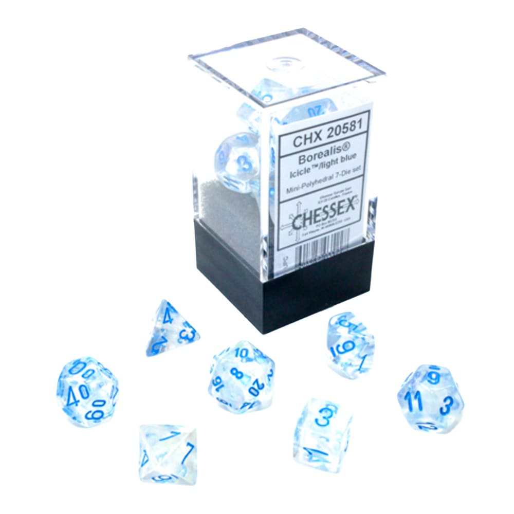 Mini Dadi Luminosi Chessex Borealis Icicle Light Blue