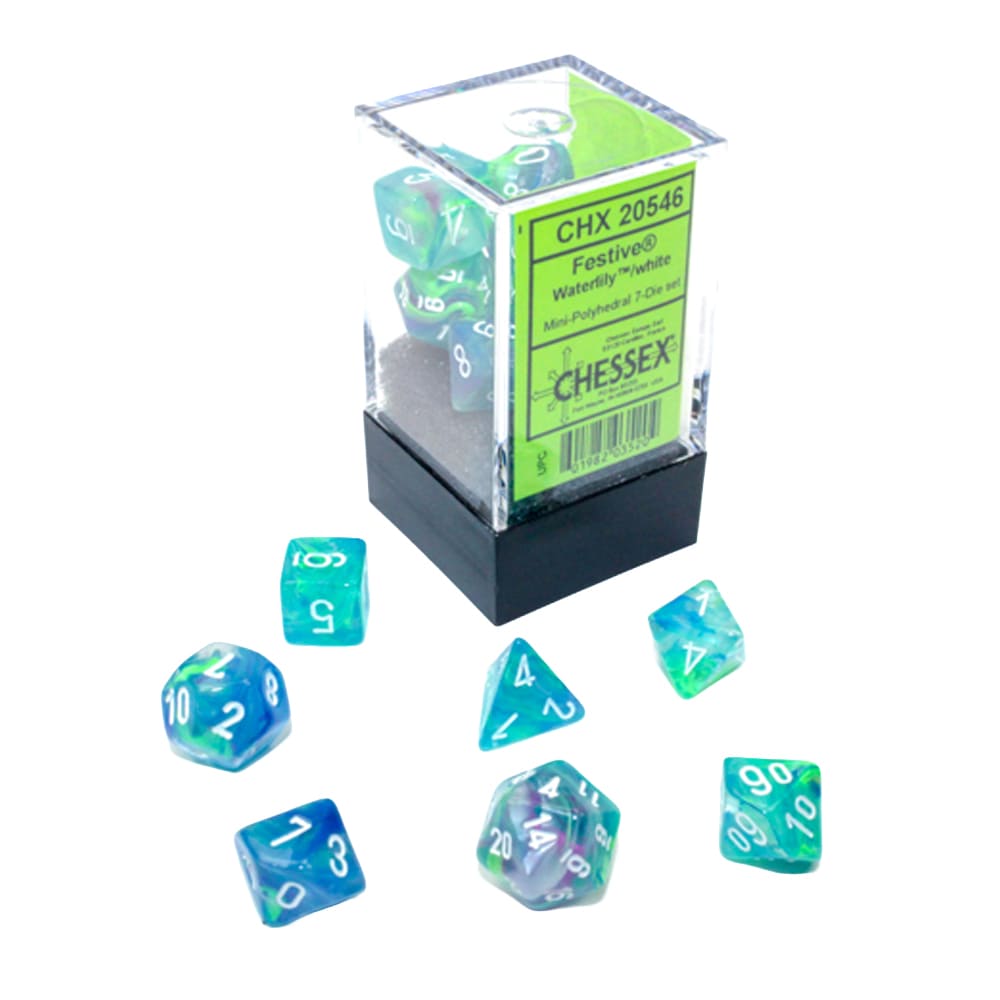 Mini Dadi Poliedrici Chessex Festive Pop Waterlily White