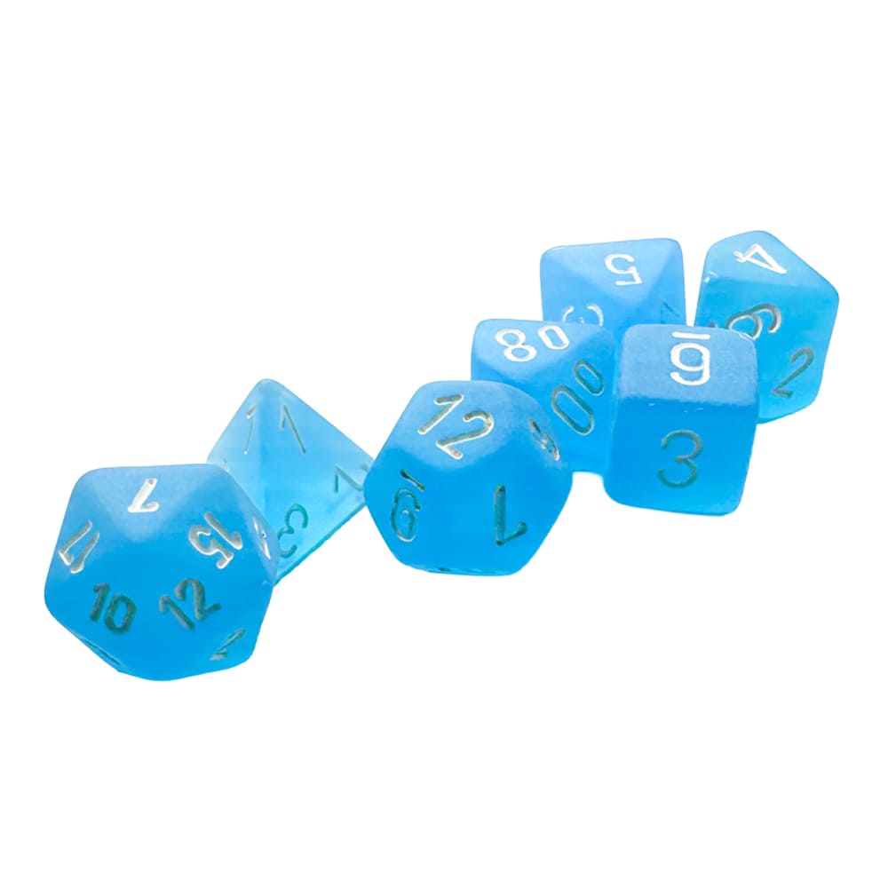 Mini Dadi Poliedrici Chessex Frosted Caribbean Blue White