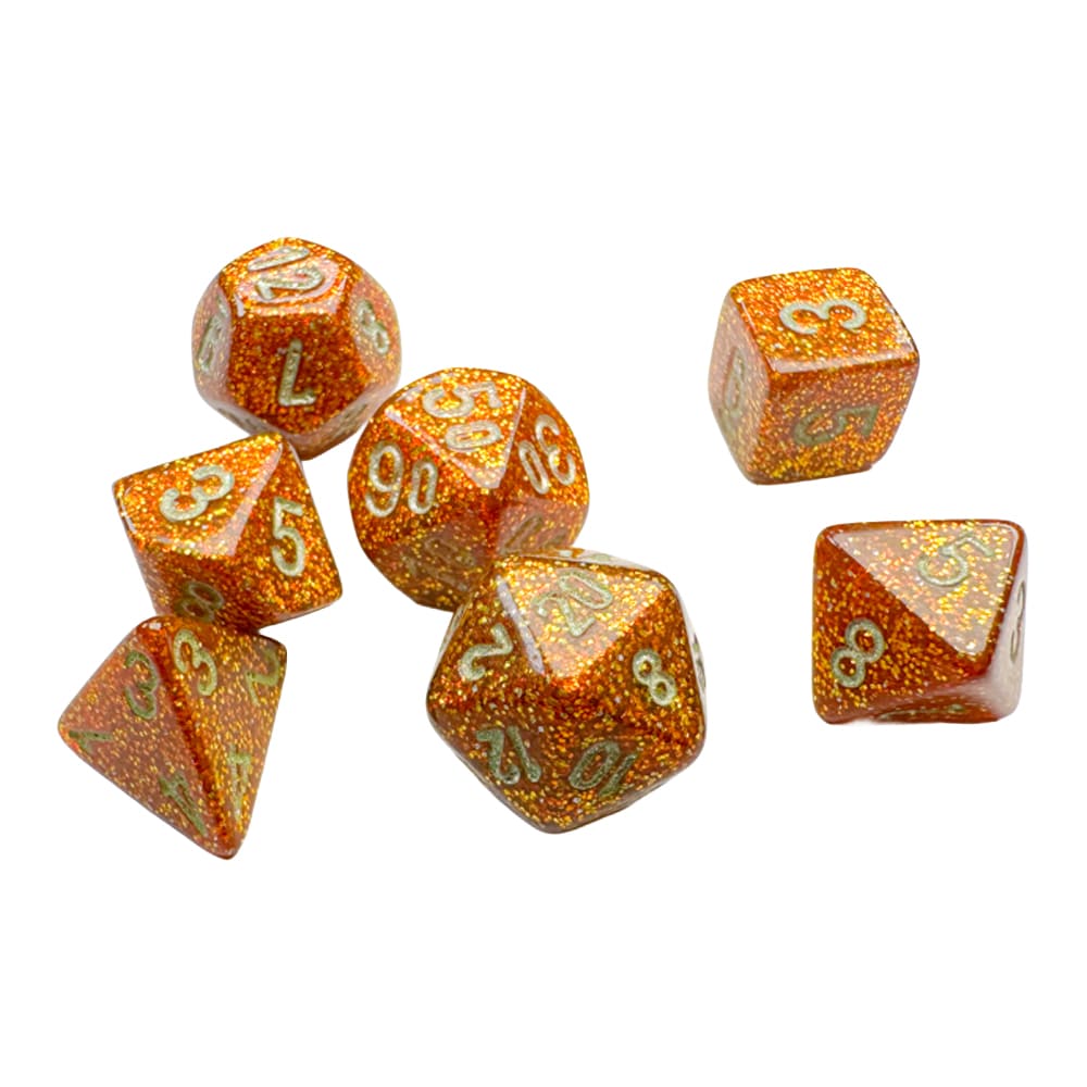 Mini Dadi Poliedrici Chessex Glitter Gold Silver