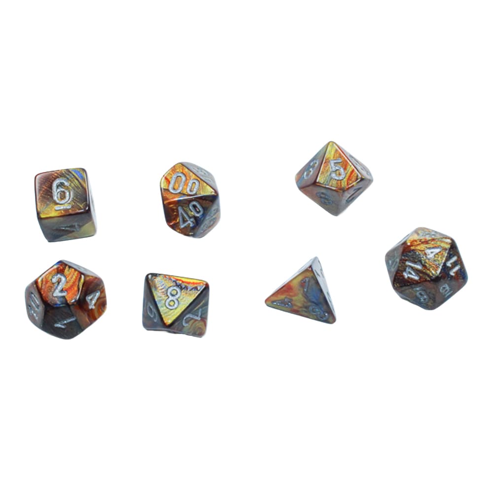Mini Dadi Poliedrici Chessex Lustrous Gold Silver
