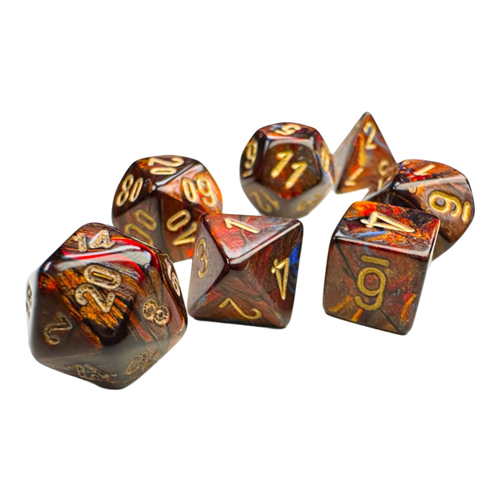 Mini Dadi Poliedrici Chessex Scarab Blue Blood Gold