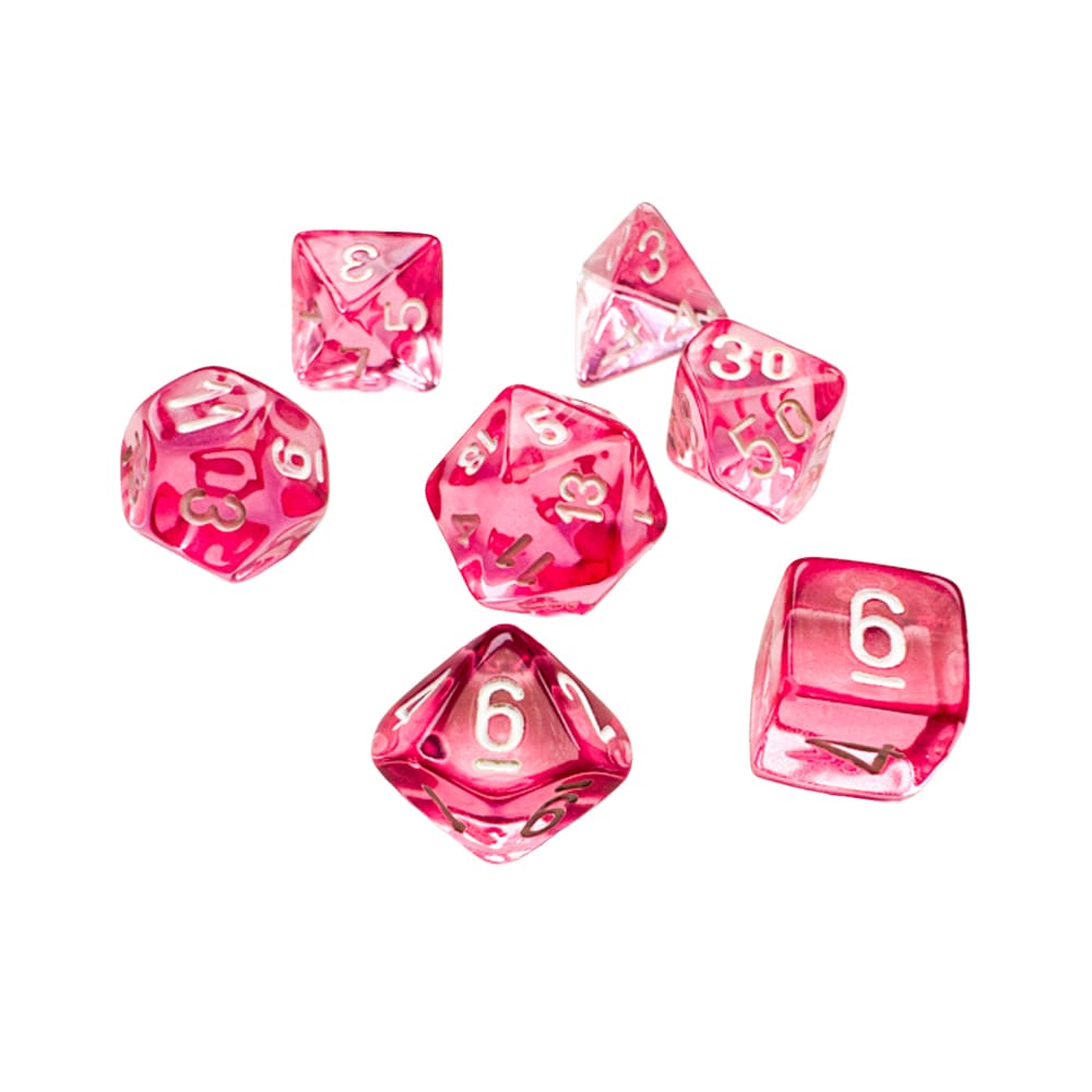 Mini Dadi Poliedrici Chessex Trasparenti Pink White