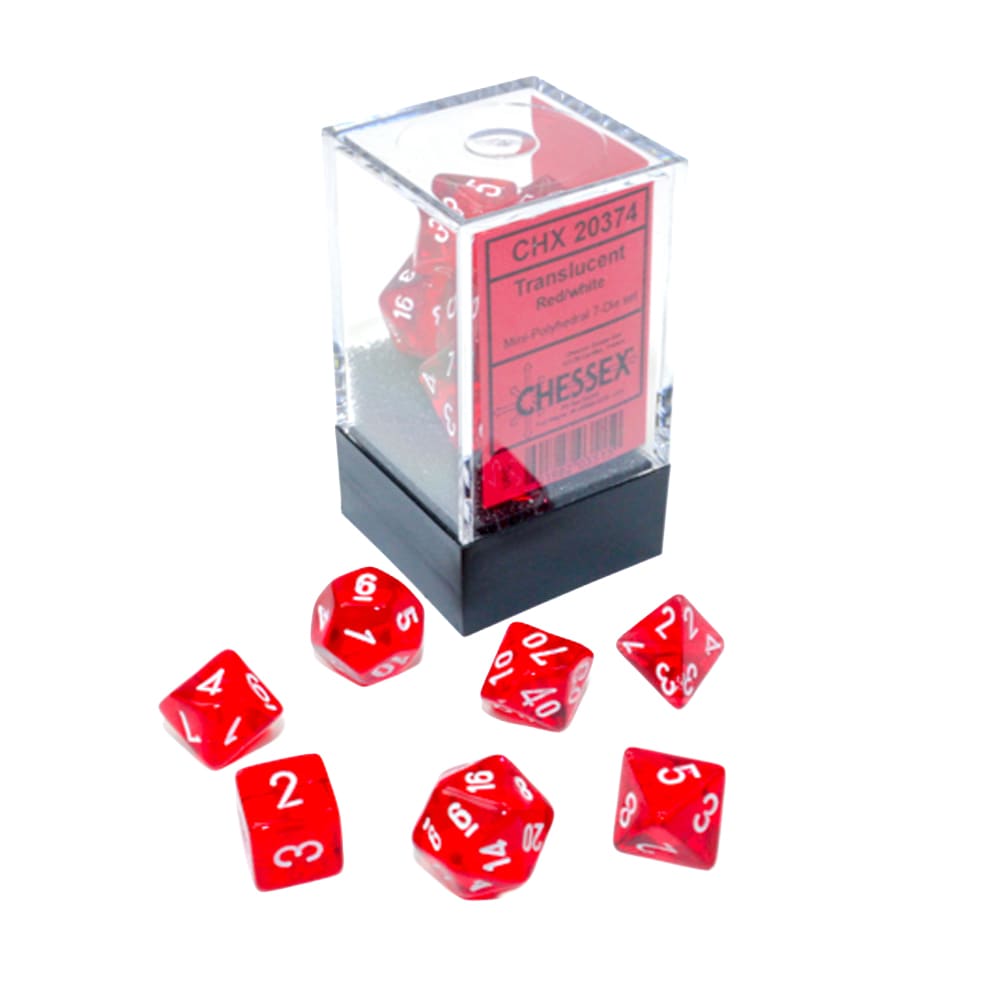 Mini Dadi Poliedrici Chessex Trasparenti Red White