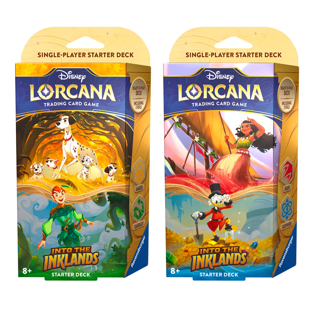 Disney Lorcana Nelle Terre d'Inchiostro Bundle 2 Mazzi Ambra Smeraldo e Rubino Zaffiro ITA
