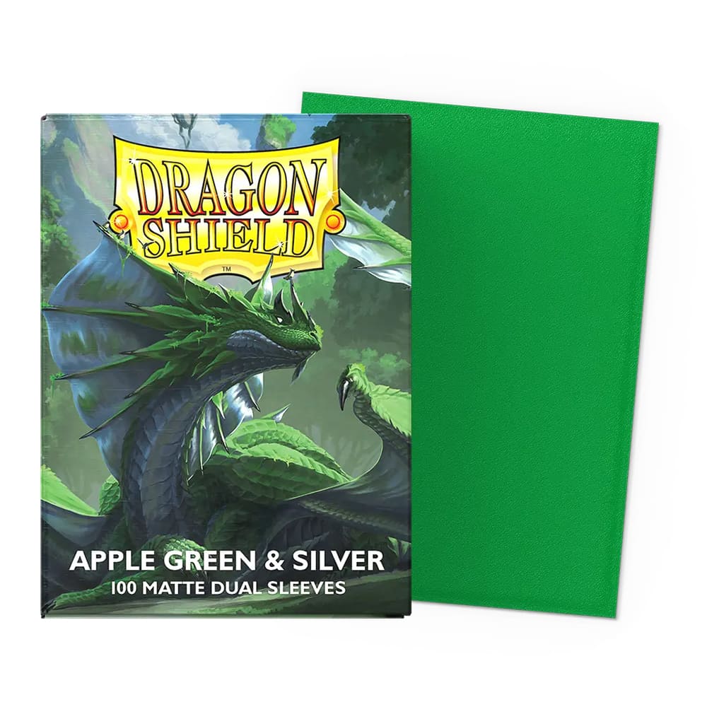 Dragon Shield Apple Green & Silver Dual Matte Bustine protettive Standard 100 pezzi