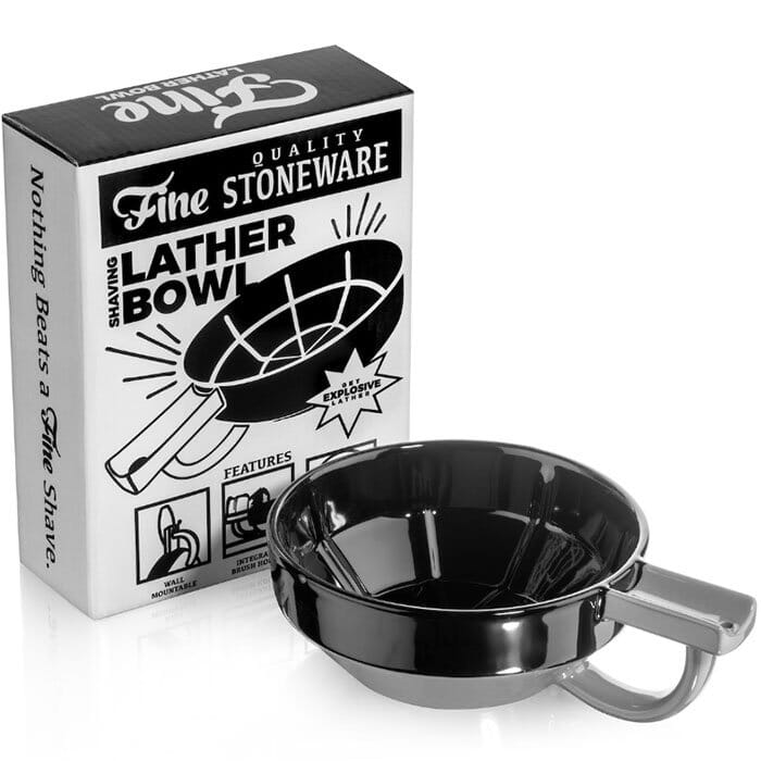 Fine porcelain shaving lather bowl black and grey
