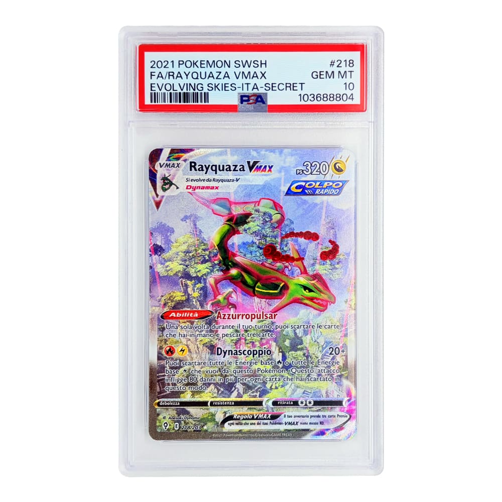 Rayquaza Evoluzioni Eteree Evolving Skies 218/203 Gradato PSA 10 versione Italiano