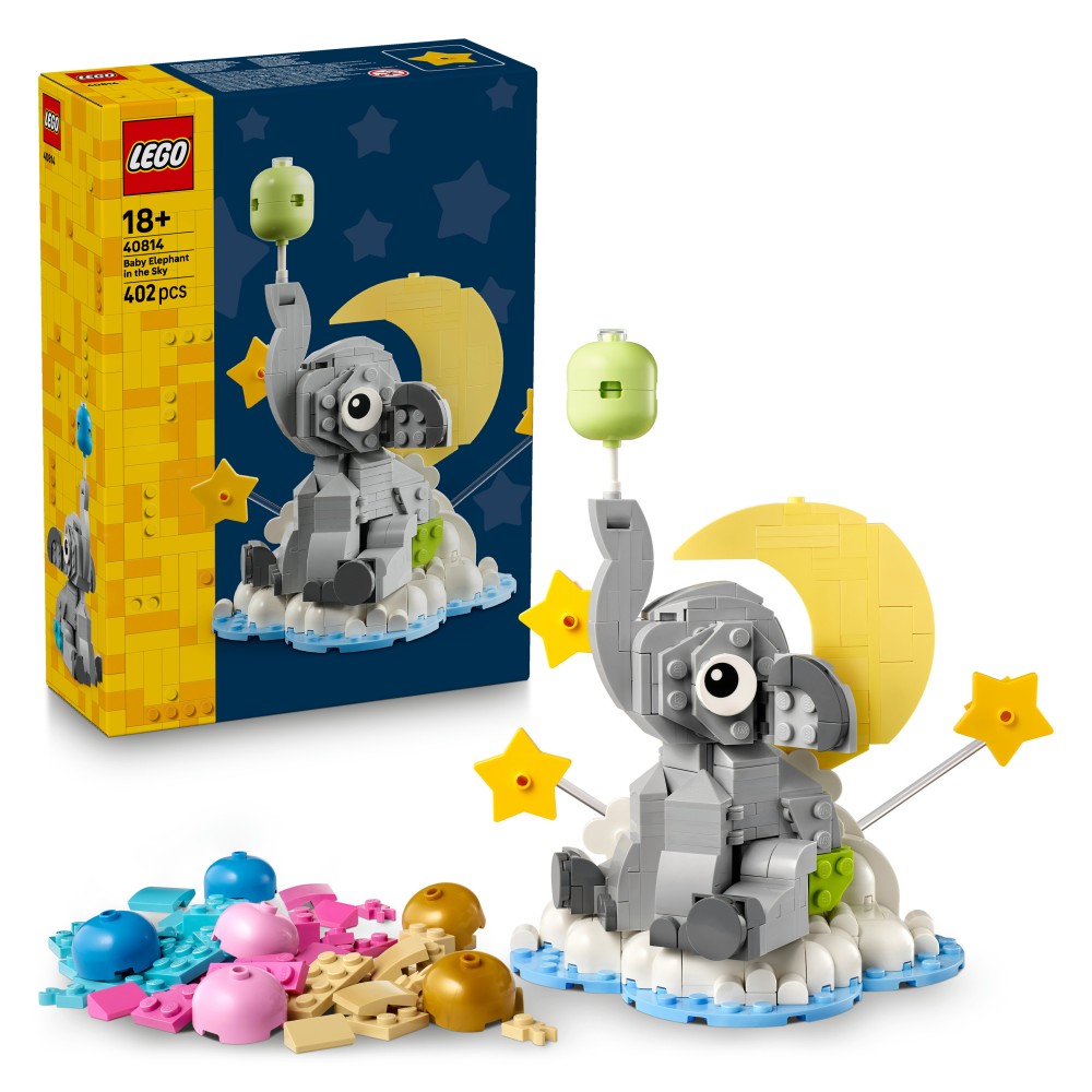 LEGO Iconic 40814 Baby Elefantino tra le Stelle, Kit di Modellismo per Adulti, Figura di Animale e Accessori, Regalo Neogenitori - 40814