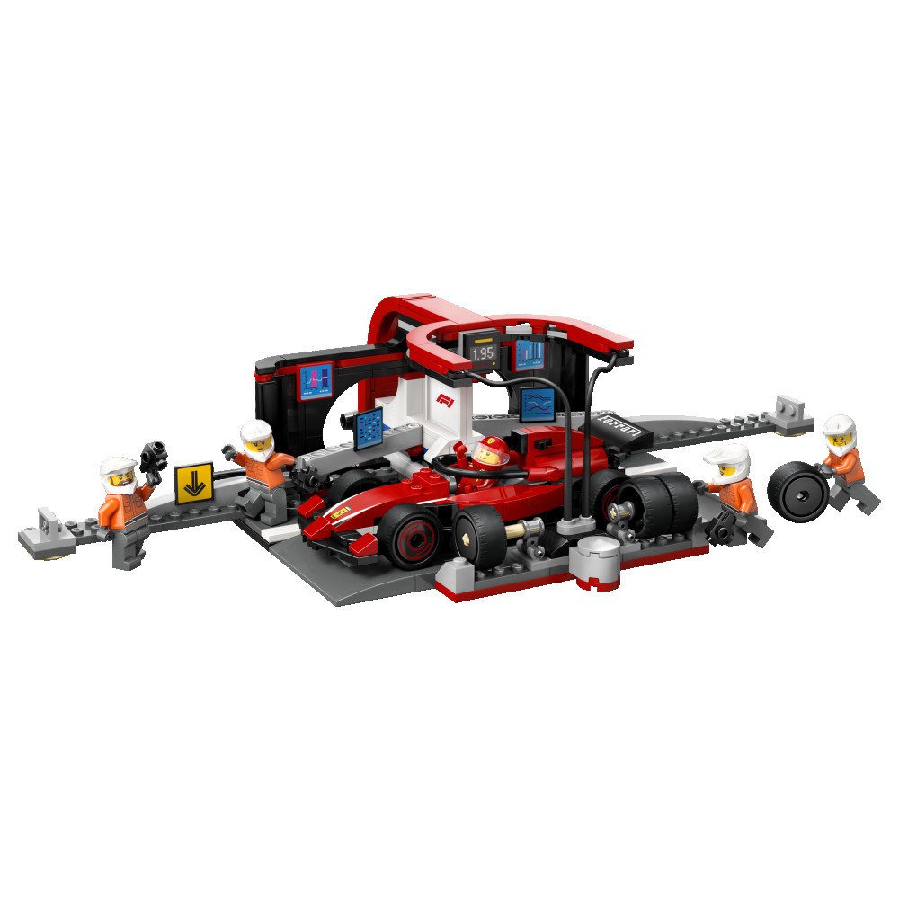 Lego F1 Pitstop e meccanici con monoposto Ferrari 60443