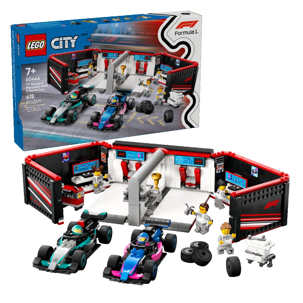 Lego F1 Garage con monoposto Mercedes AMG e Alpine 60444
